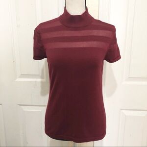 Carmen Marc Valvo Red Short Sleeve Blouse